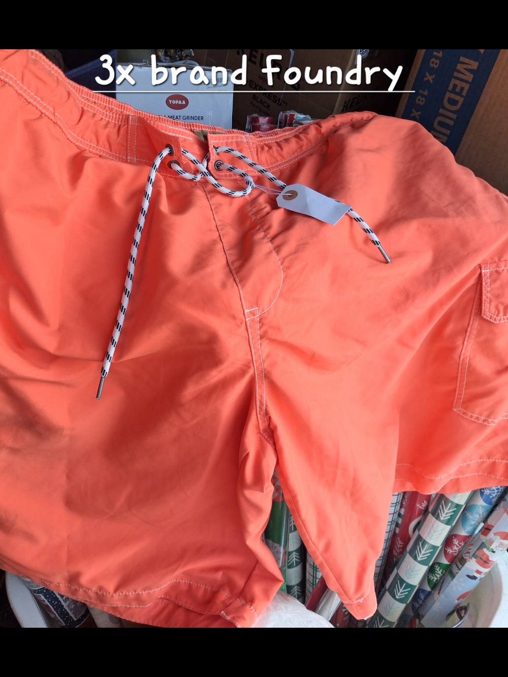 Foundry Big & Tall MeThe Foundry Supply Co. Men’s Coral-Orange Swim Board Shorts